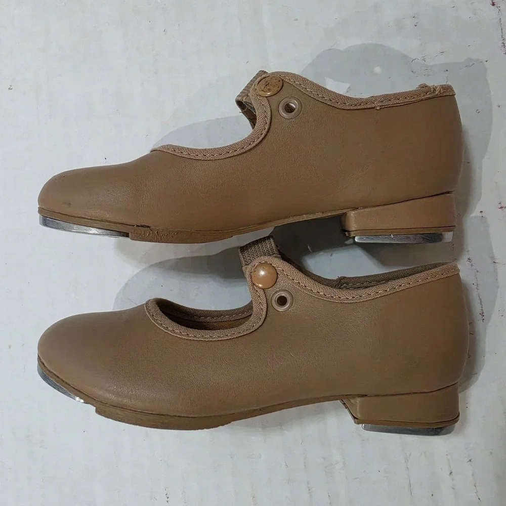 So Danca TA35 Tan Mary Jane Tap Shoes Kids Size 9S Snap Elastic Strap
